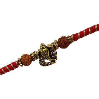Buy Unique Lord Ganesha Rakhi Rudraksha Beads With Red/Golden Color ...
