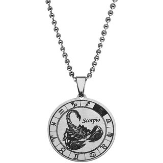                       M Men Style  Zodiac Scorpion Horoscope Astrological Sign Charm  Stainless  Steel  Necklace  Chain                                              
