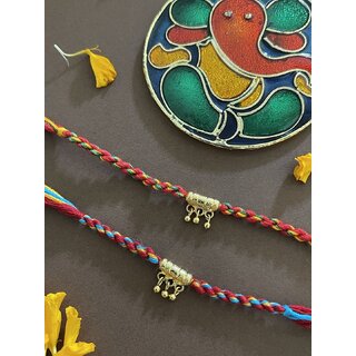                       (Rakhi Set of 2) Simple Rakhi Designs With Ghungroo Multicolor Thread Rakhi For Rakshabandhan                                              