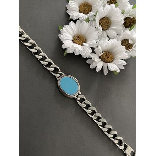 Buy Fancy Rakhi Bracelet Designs Stainless Steel Plated Blue Oval