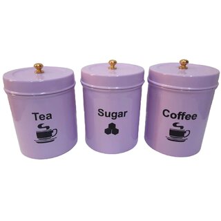                       Dudki Decorative Canister Set Storage Container with Lids for Flour Sugar Cereal Coffee Tea Organizer (Set of 3, Purple)                                              
