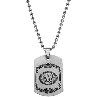                       M Men Style  Ramzan Eid Gift Religious  Allah Islamic  Cresent   Silver  Stainless Steel  Pendant                                              