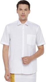 Uathayam Men Solid Formal White Shirt