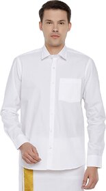 Uathayam Liberty Cotton Full Sleeve White Shirt For Men