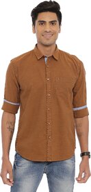 Ariser Men Solid Casual Brown Shirt