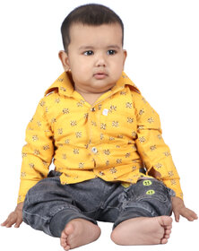 Kid Kupboard Regular Baby Boy's Solid Shirt | Full-Sleeves | Pure Cotton | Yellow | Pack of 1