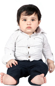 Kid Kupboard Regular Baby Boy's Solid Shirt | Full-Sleeves | Pure Cotton | White | Pack of 1