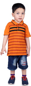 Kid Kupboard Regular Baby Boy's Solid T-Shirt | Half-Sleeves | Pure Cotton | Light Orange | Pack of 1