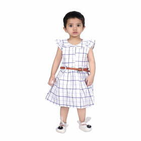 Kid Kupboard Regular Baby Girl's Solid Frock | Half-Sleeves | Pure Cotton | Light White | Pack of 1