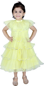 Kid Kupboard Regular Baby Girl's Solid Frock | Sleeveless | Pure Cotton | Light Yellow | Pack of 1