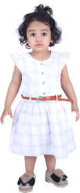 Kid Kupboard Regular Baby Girl's Solid Frock | Sleeveless | Pure Cotton | White | Pack of 1