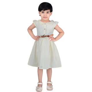                       Kid Kupboard Regular Baby Girl's Solid Frock | Half-Sleeves | Pure Cotton | Light Beige | Pack of 1                                              