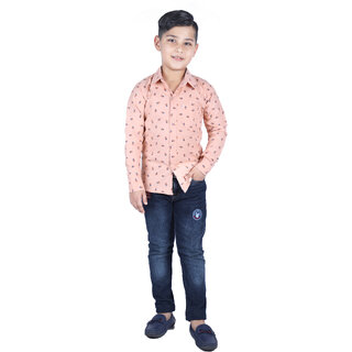                       Kid Kupboard Regular Boy's Solid Shirt | Full-Sleeves | Pure Cotton | Light Pink | Pack of 1                                              