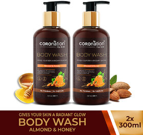 COROnation Herbal Almond and Honey Body Wash - 300 ml X 2 ( Pack of 2 )