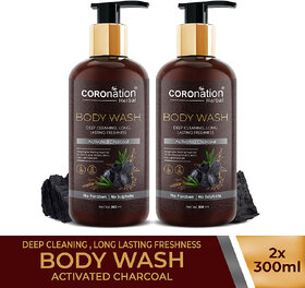 COROnation Herbal Activated Charcoal Body Wash - 300 ml X 2 ( Pack of 2 )