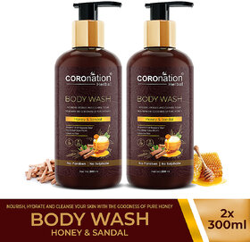 COROnation Herbal Honey and Sandal Body Wash - 300 ml X 2 ( Pack of 2 )