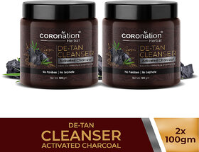 COROnation Herbal Activated Charcoal De-Tan Cleanser - 100 gm X 2 ( Pack of 2 )