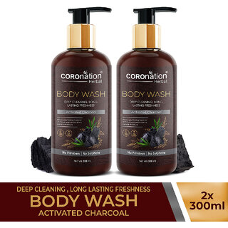 COROnation Herbal Activated Charcoal Body Wash - 300 ml X 2 ( Pack of 2 )