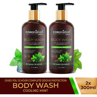 COROnation Herbal Cool Mint Body Wash - 300 ml X 2 ( Pack of 2 )