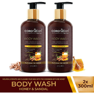 COROnation Herbal Honey and Sandal Body Wash - 300 ml X 2 ( Pack of 2 )