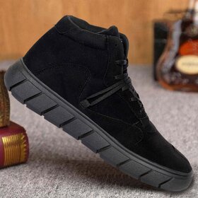Shoeson Mens Black Lace-up Sneakers