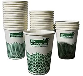 SRIND Biodegradable 200ml Bio Paper Cup (100P) |100% Natural Compostable| Easy Disposable | Eco Friendly | Natural | Use and Throw | | Travel Friendly Cup