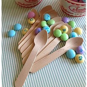SRIND Bio Degradable Disposable 11 cm Spoon ( Pack of 100p) | 100% Natural Compostable | Easy Disposable | Eco Friendly | Party | Wedding | Natural | Use and Throw | Wood Disposable | Travel Friendly