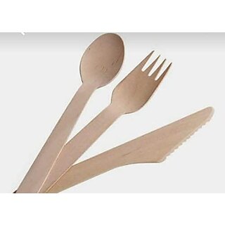 SRIND Biodegradable Disposable cutlery set 16cmSpoon(100p) 16cmFork(100p) 16cmKnife(100p)( Pack of 300) |100%Compostable |Easy Disposable | Eco Friendly|Natural |Use and Throw |Travel friendly|Wedding