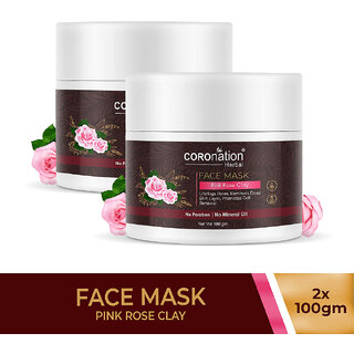                       COROnation Herbal Pink Rose Clay Face Mask - 100 gm X 2 ( Pack of 2 )                                              