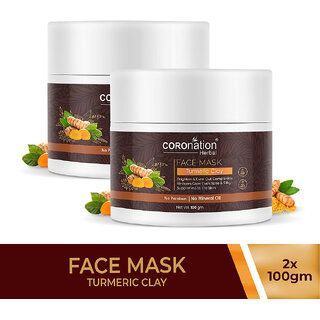                      COROnation Herbal Turmeric Clay Face Mask - 100 gm X 2 ( Pack of 2 )                                              