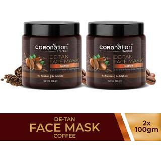                       COROnation Herbal Coffee De-Tan Face Mask - 100 gm X 2 ( Pack of 2 )                                              