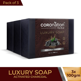                       COROnation Herbal Activated Charcoal Luxury Soap - 100 gm X 3 ( Pack of 3 )                                              