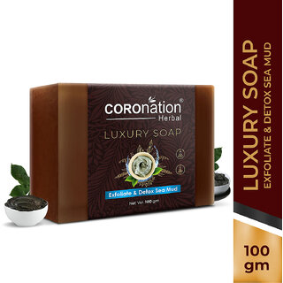                       COROnation Herbal Exfoliate & Detox Sea Mud Luxury Soap - 100 gm                                              