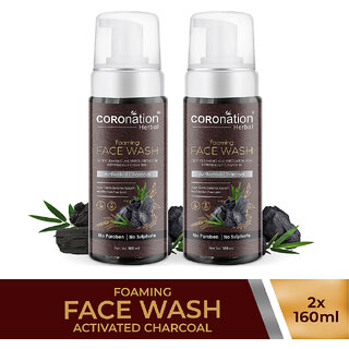                       COROnation Herbal Activated Charcoal Foaming Face Wash - 160 ml X 2 ( Pack of 2 )                                              