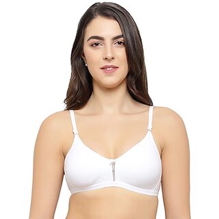                       VERMILION Cotton Lining Non-Padded Non-Wired Embroidery Bra for Women's and Girl White                                              