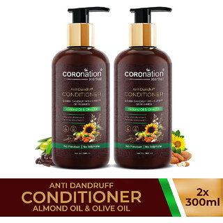                       COROnation Herbal Anti Dandruff Hair Conditioner with Almond Oil and Olive Oil - 300 ml X 2 (Pack of 2)                                              