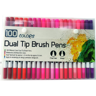 kidos 100 colors dual tip brush pens