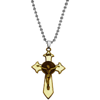                      M Men Style   Religious Lord  Jesus   crucifix  Christian  Cross  Gold   Stainless Steel  Pendant                                              