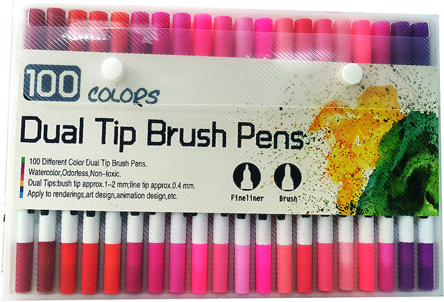 Buy kidos 100 colors dual tip brush pens Online - Get 30% Off