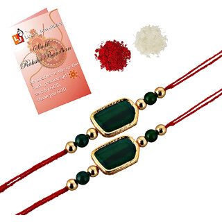 LUCKY JEWELLERY Designer Combo Green Color Pentagon Shape (Pack of 2) Rakshabandan Rakhee LUCKY JEWELLERY Designer Combo Green Color Pentagon Shape (Pack of 2) Rakshabandan Rakhee