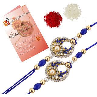                       LUCKY JEWELLERY Designer Blue Color (Pack of 1) Rakshabandan Rakhee                                              