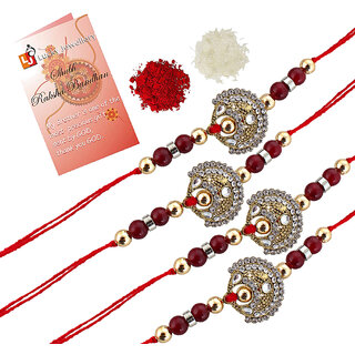 LUCKY JEWELLERY Designer Combo White Color (Pack of 4) Rakshabandan Rakhee LUCKY JEWELLERY Designer Combo White Color (Pack of 4) Rakshabandan Rakhee