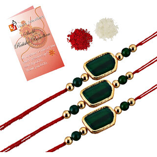 LUCKY JEWELLERY Designer Combo Green Color Pentagon Shape (Pack of 3) Rakshabandan Rakhee LUCKY JEWELLERY Designer Combo Green Color Pentagon Shape (Pack of 3) Rakshabandan Rakhee
