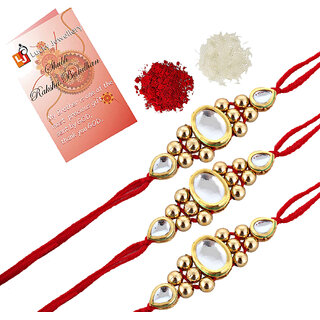 LUCKY JEWELLERY Designer Combo Golden Color Oval Shape (Pack of 3) Rakshabandan Rakhee LUCKY JEWELLERY Designer Combo Golden Color Oval Shape (Pack of 3) Rakshabandan Rakhee
