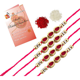 LUCKY JEWELLERY Designer Combo Magenta Color Oval Shape (Pack of 4) Rakshabandan Rakhee LUCKY JEWELLERY Designer Combo Magenta Color Oval Shape (Pack of 4) Rakshabandan Rakhee