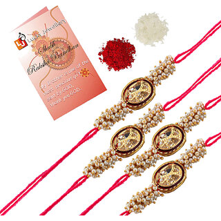                       LUCKY JEWELLERY Designer Combo Maroon Color Oval Shape (Pack of 4) Rakshabandan Rakhee                                              
