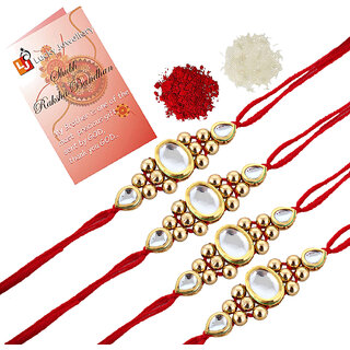 LUCKY JEWELLERY Designer Combo Golden Color Oval Shape (Pack of 4) Rakshabandan Rakhee LUCKY JEWELLERY Designer Combo Golden Color Oval Shape (Pack of 4) Rakshabandan Rakhee