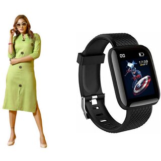                      Buy Pretty Parrot Green coloured Casual Heavy Two Tone Rayon Kurti & Get Free Bluetooth Smartwatch.                                              
