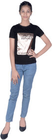 Kid Kupboard 100 Cotton Regular-Fit Girl's Solid T-Shirt  Half-Sleeves  Black  Pack of 1
