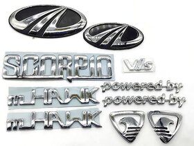 Scorpio mHawk v/s Emblem Monogram/logo/Badge/Decals/3D/sticker ABS Plastic Colour (Silver,Chorme) Pack of 10